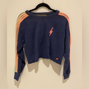 Limited Edition Aviator Nation Cropped Sweatshirt in Blue Pastel for Bandier